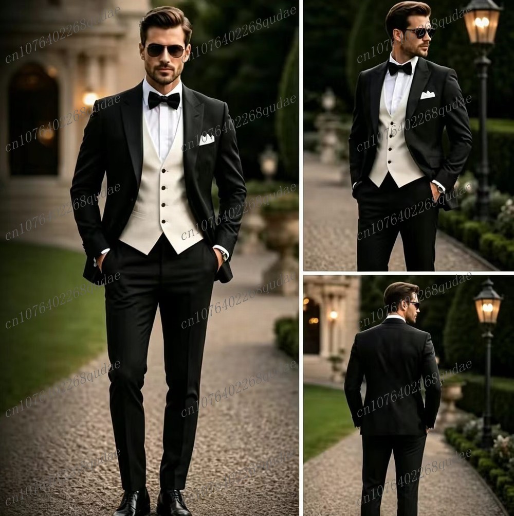 Men Formal Wear Black And White - Формальный черно-белый мужской костюм для свадьбы,