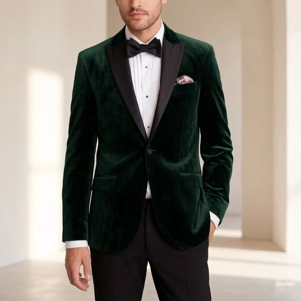 Men'S Formal Wear For Reception - Мужской бархатный костюм-тройка Slim Fit: элегантный