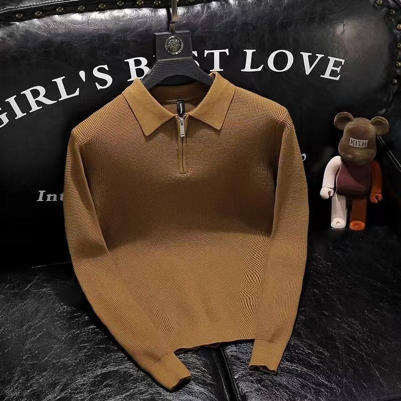 Men Formal Wear Coat - Мужская стильная трикотажная рубашка-поло на молнии