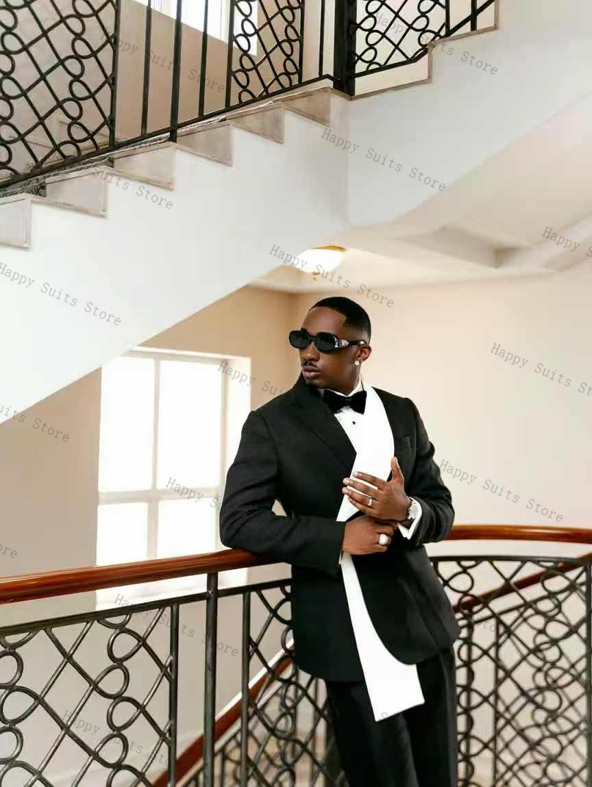 Men Formal Wear Black And White - Черно-белый мужской костюм-двойка: пиджак и брюки