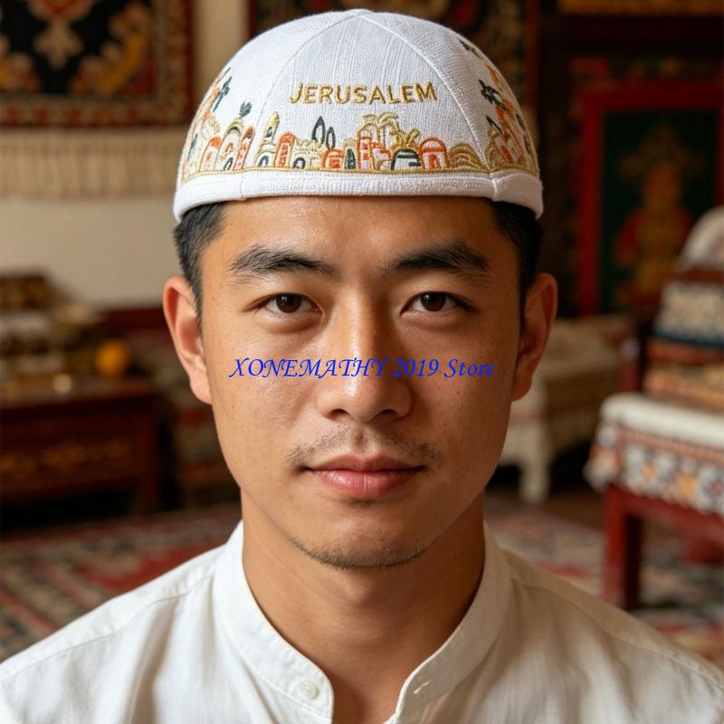 Men'S Formal Ethnic Wear - F42F Хлопковая круглая ермолка ручной работы,