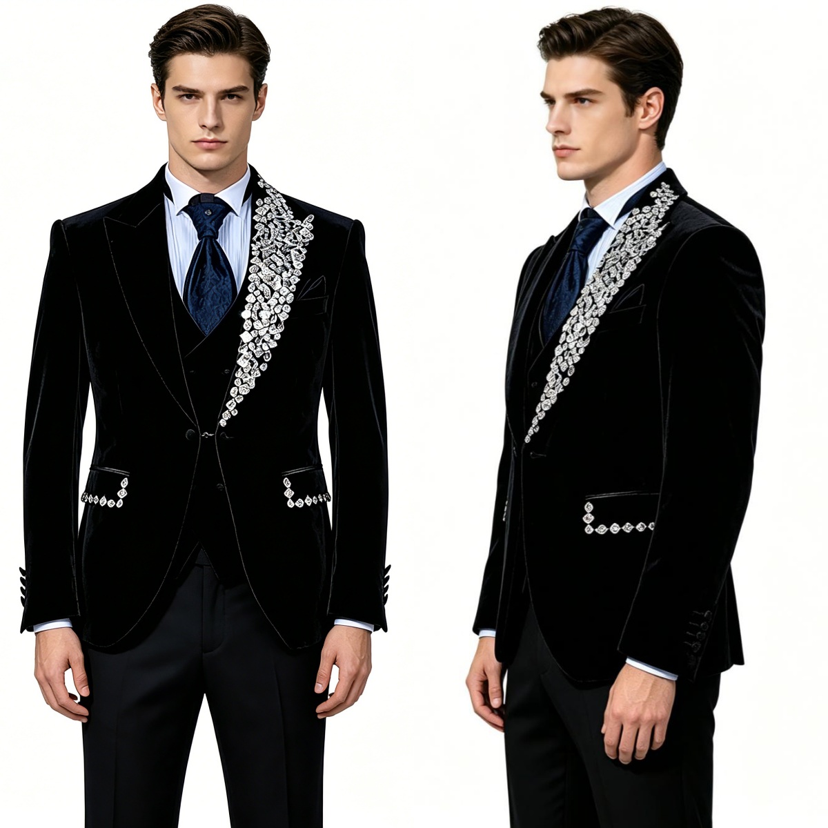 Men Formal Wear Pants - Мужской свадебный костюм-двойка из бархата больших