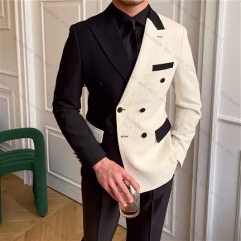 Men Formal Wear Black And White - Черно-белые мужские костюмы, комплект из двух