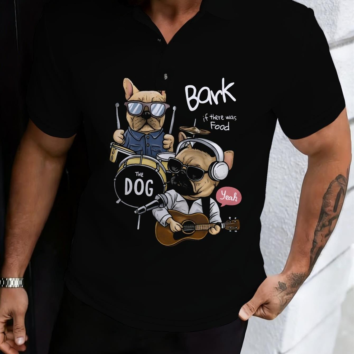 Men'S Formal Beach Wear - Мужская повседневная рубашка-поло черного цвета с