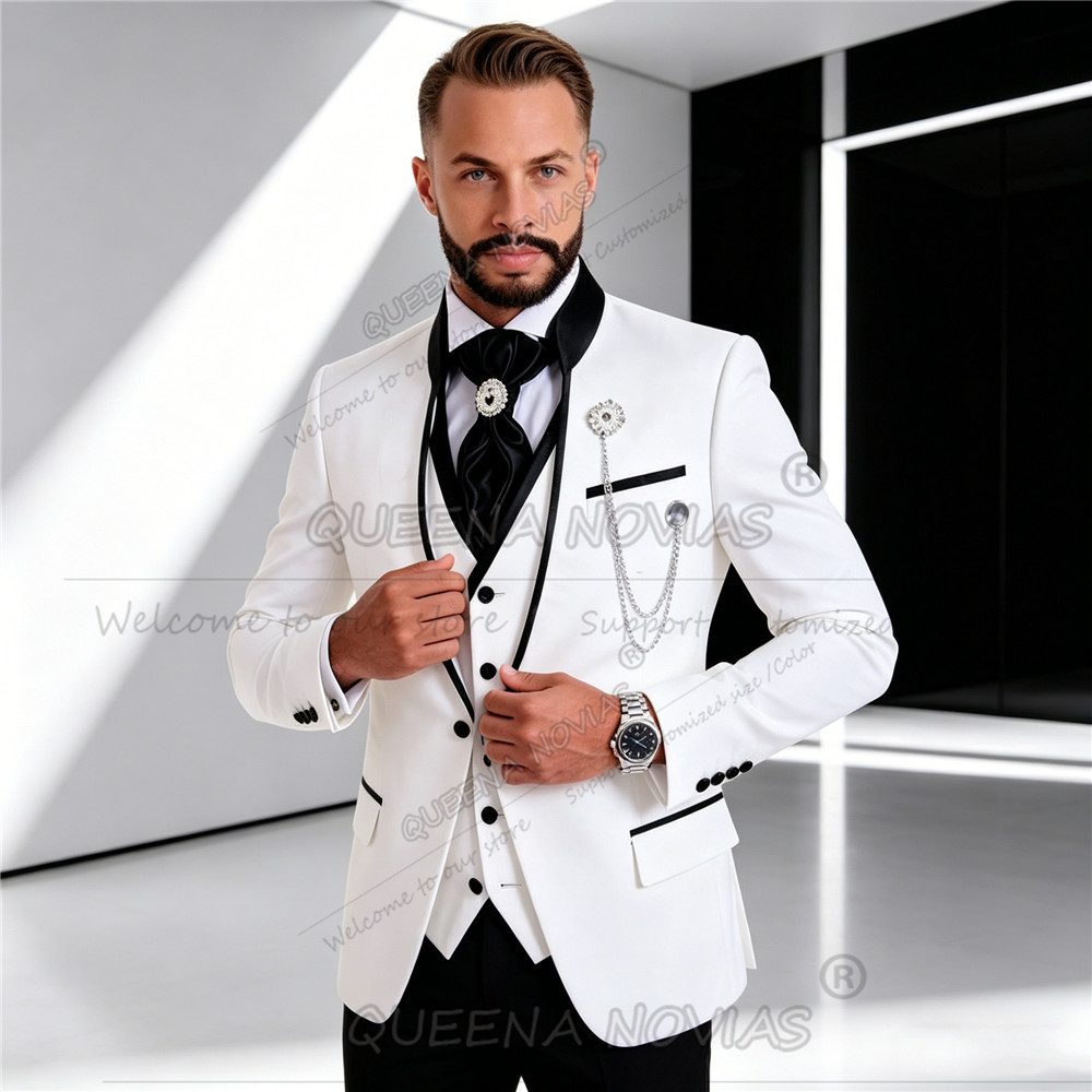 Men'S Formal Wear Attire - Элегантный белый мужской костюм из 3