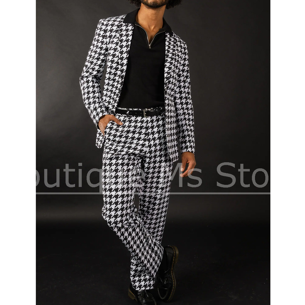 Men Formal Wear Black And White - Черно-белый мужской костюм с узором «гусиные