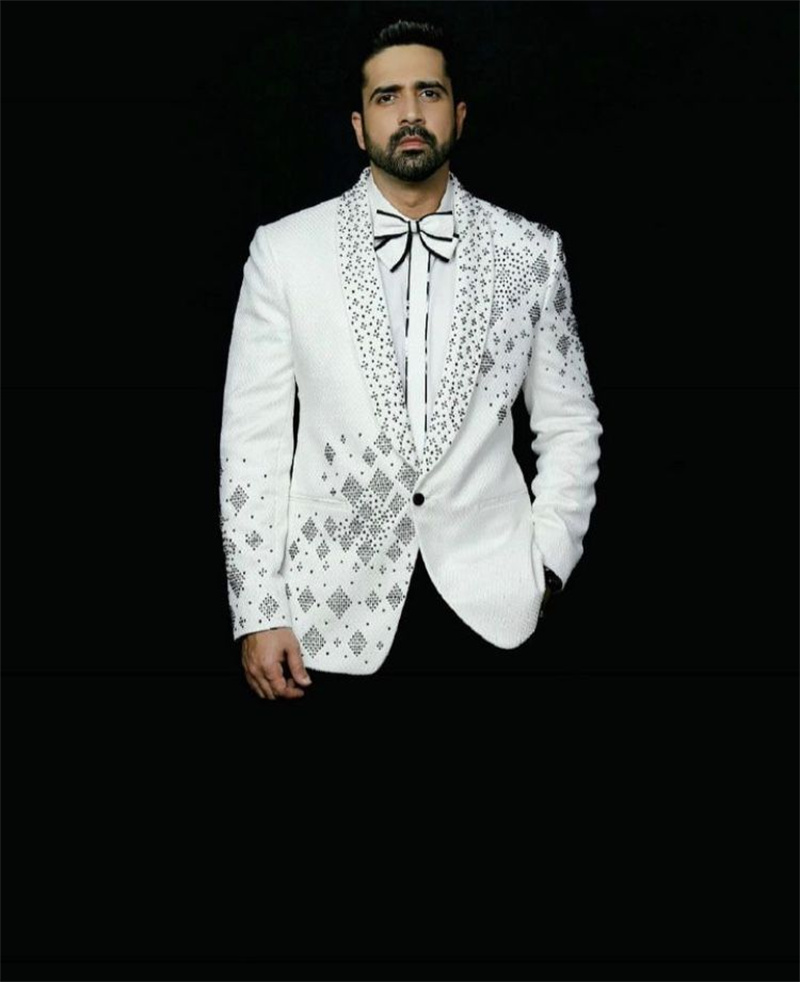 Men Formal Wear Black And White - Мужской костюм Crystals, комплект из 2