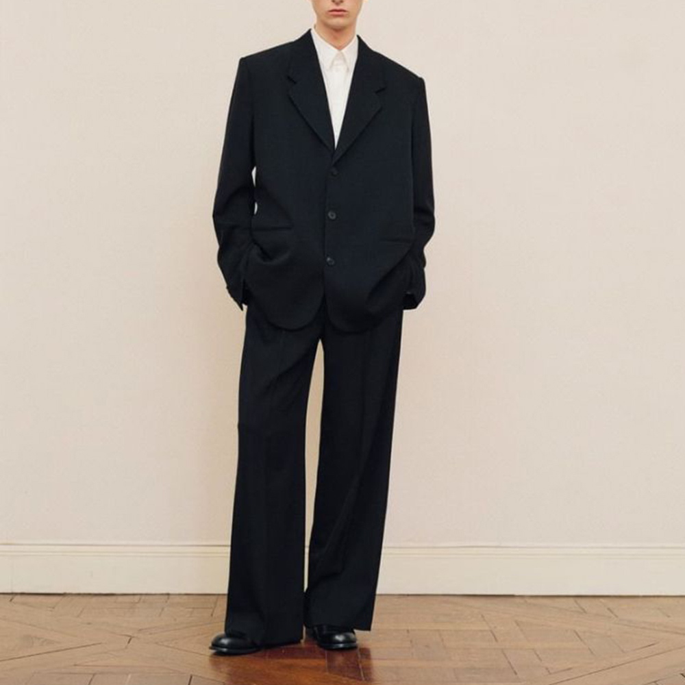 Men Formal Wear Pants - Мужской черный костюм большого размера, однобортный