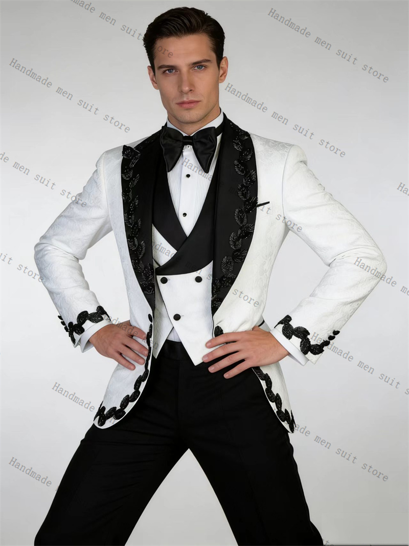 Men Formal Wear Black And White - Белый с черным мужской костюм-двойка с
