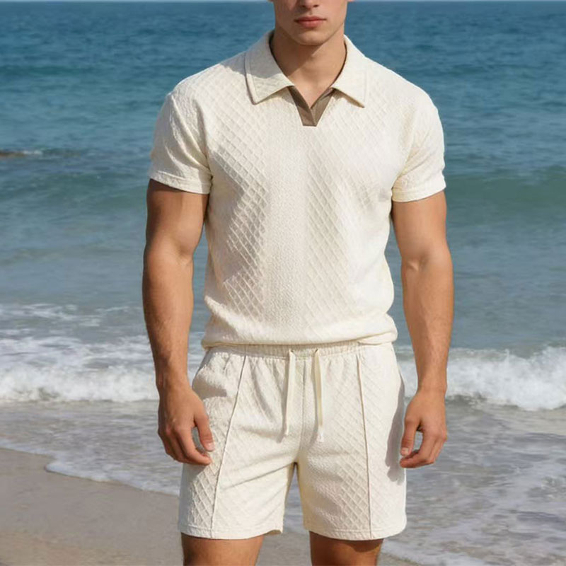 Men'S Formal Beach Wear - Летний мужской костюм 2026: однотонный вафельный
