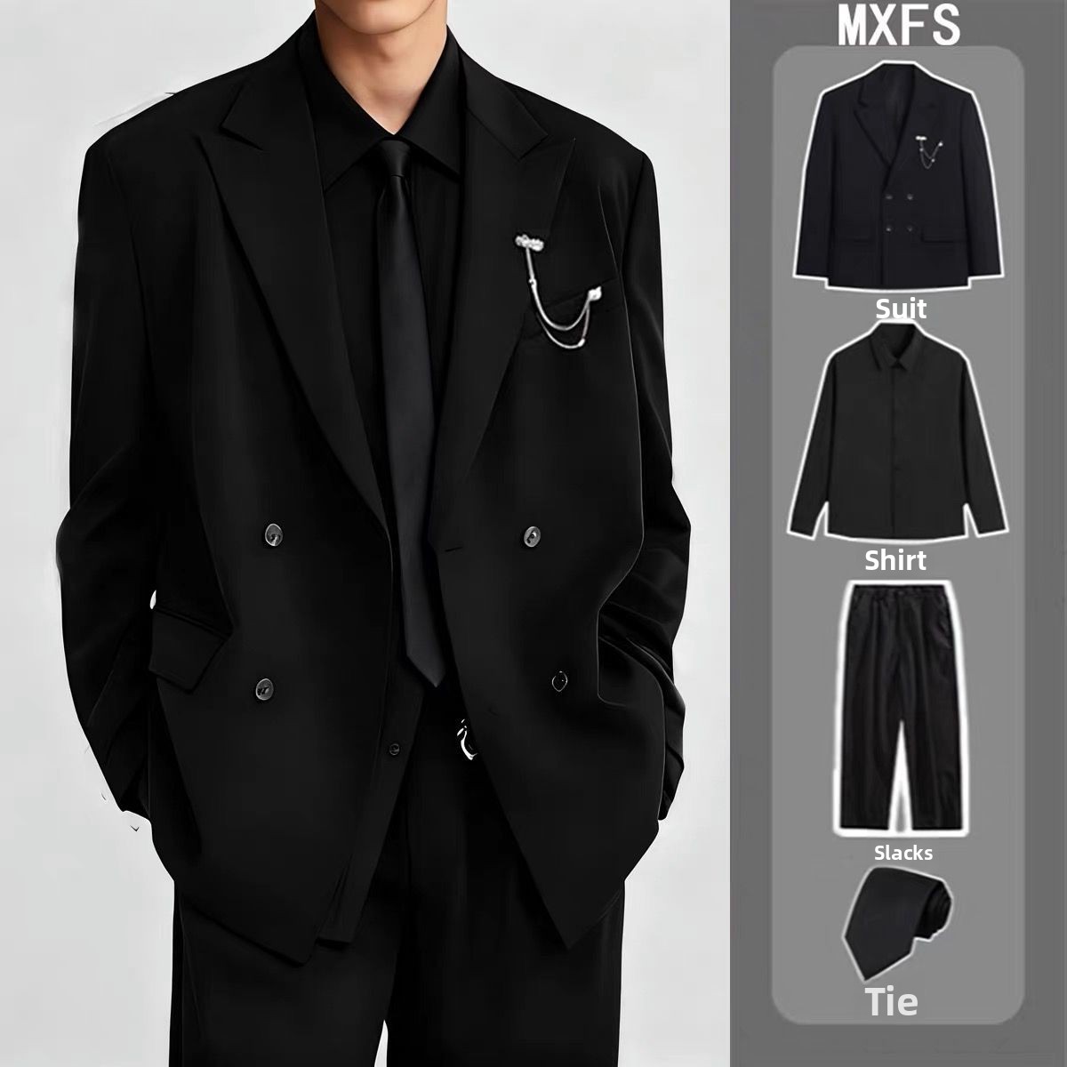 Men'S Formal Wear For Engagement - Повседневный двубортный костюм для мужчин: осенне-весенний,