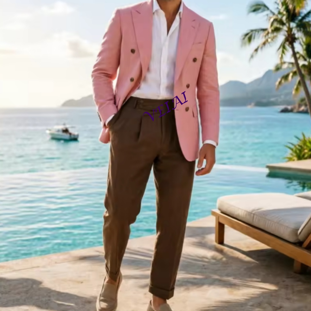 Men'S Formal Wear Attire - Индивидуальный мужской двубортный костюм из бежевого