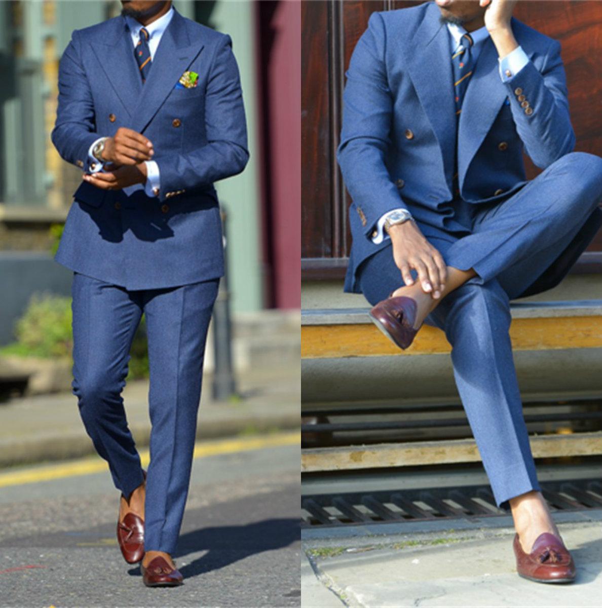 Темно-синие бриджи из двух пре – обзор и цена Men Formal Wear Pants